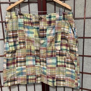 LIZ CLAIBORNE Madras Cotton Patchwork Skirt Size 14 India Plaid